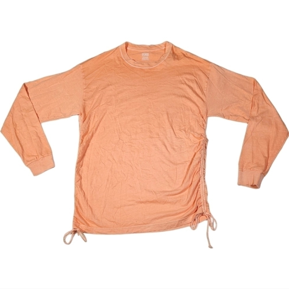 PINK Victoria's Secret Shirt Long Sleeve Drawstring Ruched Side Orange Small